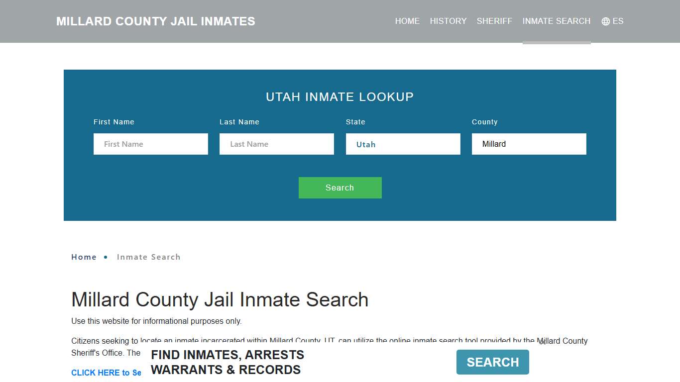 Millard County, UT Detainee Lookup